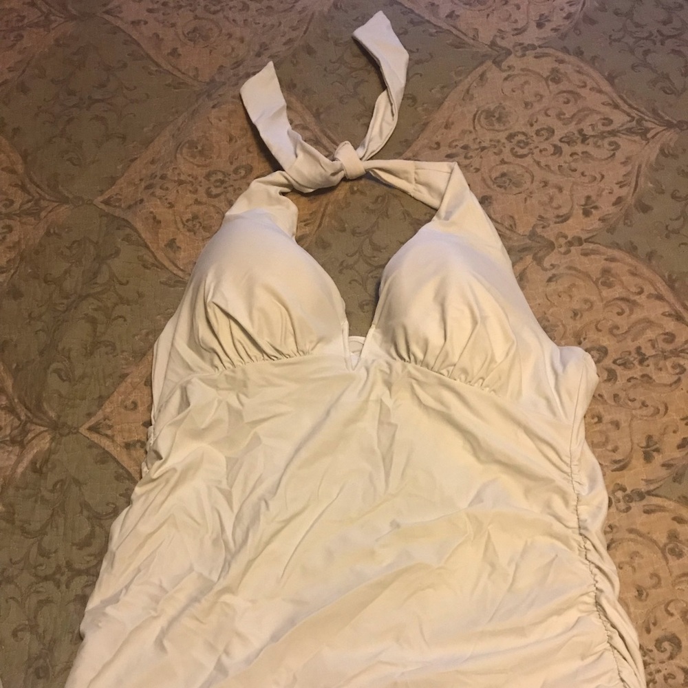 White tie-able bathing suit top